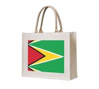WBQLSL Sac fourre-tout en toile imprimée drapeau de la Guyane | Sac de rangement léger, parfait pour la plage, les pique-niques et le shopping quotidien