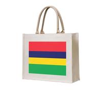 WBQLSL Sac fourre-tout en toile imprimée drapeau de l'île Maurice | Sac de rangement léger, parfait pour la plage, les pique-niques et les achats quotidiens