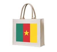 WBQLSL Sac fourre-tout en toile imprimée drapeau du Cameroun | Sac de rangement léger, parfait pour la plage, les pique-niques et le shopping quotidien