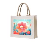 WBQLSL Sac fourre-tout en toile imprimée fleurie | Sac de rangement léger, parfait pour la plage, les pique-niques et les achats quotidiens