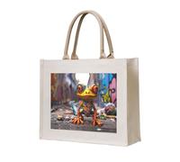 WBQLSL Sac fourre-tout en toile imprimée grenouille graffiti artistique peut être utilisé pour le rangement, le pique-nique, la plage, la piscine et d'autres scènes.