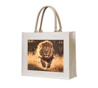 WBQLSL Sac fourre-tout en toile imprimée Lion d'Amérique du Nord | Sac de rangement léger, parfait pour la plage, les pique-niques et le shopping quotidien