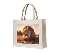WBQLSL Sac fourre-tout en toile imprimée lion d'Amérique du Nord | Sac de rangement léger, parfait pour la plage, les pique-niques et le shopping quotidien