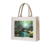 WBQLSL Sac fourre-tout en toile imprimée Little Bridge in the East | Sac de rangement léger, parfait pour la plage, les pique-niques et le shopping quotidien