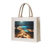 WBQLSL Sac fourre-tout en toile imprimée View under the moon | Sac de rangement léger, parfait pour la plage, les pique-niques et les achats quotidiens