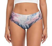 WBQLSL Sakura Waterfall Prints String pour femme Haute élasticité Couverture complète Sous-vêtement près du corps, noir, XX-Large