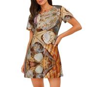 WBQLSL Seashell Landscape On The Beach Pyjama ample décontracté à manches courtes pour femme Convient pour un usage quotidien, Noir , XXL