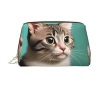 WBQLSL Shining Overlook Trousse de maquillage en cuir Sac de rangement pour cosmétiques Convient pour transporter des cosmétiques avec vous, Un chat curieux, Taille unique