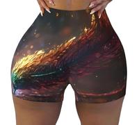 WBQLSL Short de yoga tendance pour femme avec imprimé plume étrange, legging extensible, convient pour un usage quotidien et l'exercice, Noir , S