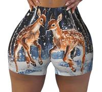 WBQLSL Short de yoga tendance pour femme Imprimé chevreuil chevreuil - Leggings extensibles, convient pour un usage quotidien et l'exercice, Noir , XXL