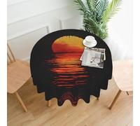 WBQLSL Silhouette coucher de soleil. Cette nappe circulaire florale de 152,4 cm de diamètre est parfaite pour les repas ou les décorations intérieures et extérieures.