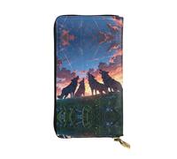 WBQLSL Steppe Wolf Portefeuille élégant en cuir avec fermeture éclair 19 x 10,5 cm
