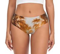 WBQLSL String pour femme à motif palmiers tropicaux, doux, respirant, haute élasticité, couverture complète des hanches, noir, 4X-Large