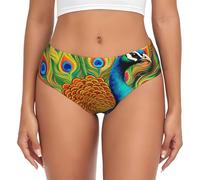 WBQLSL String The Majestic Paon pour femme, doux, respirant, haute élasticité, couverture complète des hanches, noir, X-Small