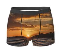 WBQLSL Sunset View Boxer imprimé pour homme - Séchage rapide, respirant et confortable pour un usage quotidien, noir, Medium