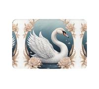 WBQLSL Swan Tapis de bienvenue absorbant 40,6 x 61 cm, tapis de protection extra durable, lavable, pour porte d'entrée, salle de bain, maison