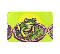 WBQLSL Tapis de bienvenue absorbant 40,6 x 61 cm, motif grenouille dans un étang, tapis de protection extra durable, lavable, pour porte d'entrée, salle de bain, maison