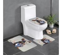 WBQLSL Tapis de sol en flanelle 3 pièces avec motif souris et coquillage antidérapant pour salle de bain, chambre à coucher