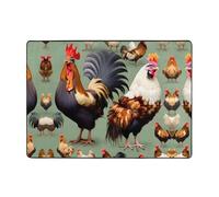 WBQLSL Tapis de sol en flanelle imprimé coq et poule - 203,2 x 147,3 cm - Grand tapis de chambre à coucher - Confort luxueux