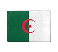 WBQLSL Tapis de sol en flanelle imprimé drapeau de l'Algérie - 203 x 147 cm - Grand tapis de chambre à coucher - Confort luxueux