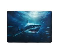 WBQLSL Tapis doux et moelleux avec imprimé requins sous la mer 203,2 x 147,3 cm, convient pour le salon, le bureau, le balcon, la table de chevet, la table basse