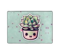 WBQLSL Tapis doux et moelleux avec imprimé succulentes souriantes 203,2 x 147,3 cm, adapté pour le salon, le bureau, le balcon, la table de chevet, la table basse