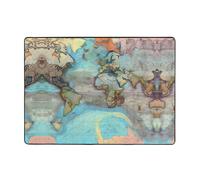 WBQLSL Tapis doux et moelleux imprimé carte du monde dessin animé 203,2 x 147,3 cm, convient pour salon, bureau, balcon, table de chevet, table basse