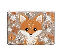 WBQLSL Tapis imprimé Happy Fox 203,2 x 147,3 cm - Tapis décoratif pour salon, bureau, balcon, table de chevet, table basse