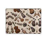 WBQLSL Tapis imprimé monde d'instruments de musique doux et moelleux - 203,2 x 147,3 cm - Convient pour salon, bureau, balcon, table de chevet, table basse