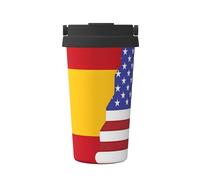 WBQLSL Tasse à café isotherme portable avec drapeau de l'Espagne américaine, idéale pour la voiture et le bureau, idéale pour les amateurs de café