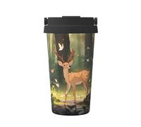 WBQLSL Tasse à café isotherme portable imprimée Bambi - Idéale pour une utilisation en voiture et au bureau, idéale pour les amateurs de café