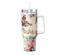 WBQLSL Tasse à glace tendance imprimée de la flore vibrante (1,2 l) - Tasse super isolante avec effet d'isolation thermique et froid supérieur,