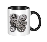 WBQLSL Tasse en céramique double couleur à engrenages mécaniques, tasse classique à grande poignée, adaptée pour le bureau et la maison - Passe au micro-ondes