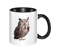 WBQLSL Tasse en céramique double couleur avec motif chouette porte-bonheur - Tasse classique à grande anse - Convient pour le bureau et la maison - Passe au micro-ondes