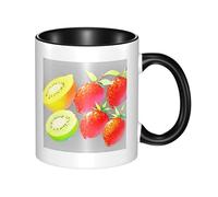 WBQLSL Tasse en céramique double couleur fraise citron, tasse classique à grande anse, convient pour le bureau et la maison - Passe au micro-ondes