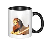 WBQLSL Tasse en céramique double couleur Lion levant sa tête, tasse classique à grande anse, adaptée pour le bureau et la maison - Passe au micro-ondes