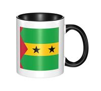 WBQLSL Tasse en céramique double couleur, motif drapeau de Sao Tomé-et-Principe - Grande anse classique - Convient pour le bureau et la maison - Passe au micro-ondes