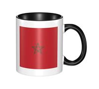 WBQLSL Tasse en céramique double couleur, motif drapeau du Maroc, tasse classique à grande anse, adaptée pour le bureau et la maison, pour les loisirs - Passe au micro-ondes