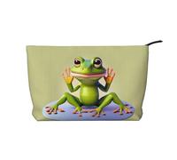WBQLSL The Funny Frog doing Yoga Printed Corduroy Cosmetic Bag - Travel Essential Cosmetic Bag