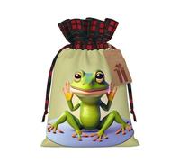 WBQLSL The Funny Frog doing Yoga Sac cadeau en toile de jute 21,1 x 30 cm avec cordon de serrage Fournitures de décoration de fête