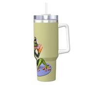 WBQLSL The Funny Frog doing Yoga Tasse à glace imprimée tendance (1,2 l) - Tasse super isolante avec effet d'isolation supérieure de la chaleur et du froid,