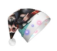 WBQLSL The Silent Monkey Chapeau de Noël lumineux en trois étapes pour adulte, chapeau de Noël unisexe avec éclairage LED pour le Nouvel An, cadeau de fête de Noël