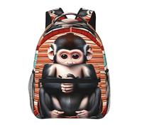 WBQLSL The Silent Monkey Sac à dos décontracté pour ordinateur portable pour voyage, randonnée, affaires, camping, gym