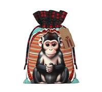 WBQLSL The Silent Monkey Sac cadeau avec cordon de serrage, fournitures de fête de Noël, sac cadeau de Noël en toile de jute 21,1 x 30 cm