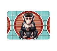 WBQLSL The Silent Monkey Tapis de bienvenue absorbant 40,6 x 61 cm, tapis de protection extra durable, lavable, pour porte d'entrée, salle de bain, maison