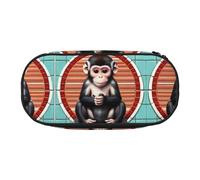 WBQLSL The Silent Monkey Trousse à crayons avec compartiments multicouches, adaptée pour ranger des articles de papeterie de bureau sur le campus, Noir , Taille unique, Trousse de beauté