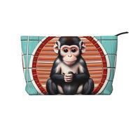 WBQLSL The Silent Monkey Trousse de maquillage en velours côtelé - Sac de rangement de voyage, peut contenir du rouge à lèvres, de la poudre et d'autres produits cosmétiques, noir, taille unique