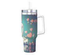 WBQLSL The Swan in love Gobelet à glace tendance imprimé (1,2 l) - Tasse super isolante avec effet d'isolation thermique et froid supérieur,