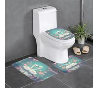 WBQLSL The Swan in Love Lot de 3 tapis de sol antidérapants en flanelle pour salle de bain et chambre à coucher