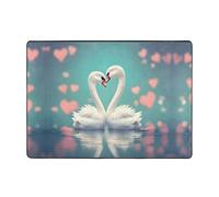 WBQLSL The Swan in Love - Tapis de sol en flanelle résistant aux taches, 203,2 x 147,3 cm, pour décoration d'intérieur, chambre à coucher, bureau